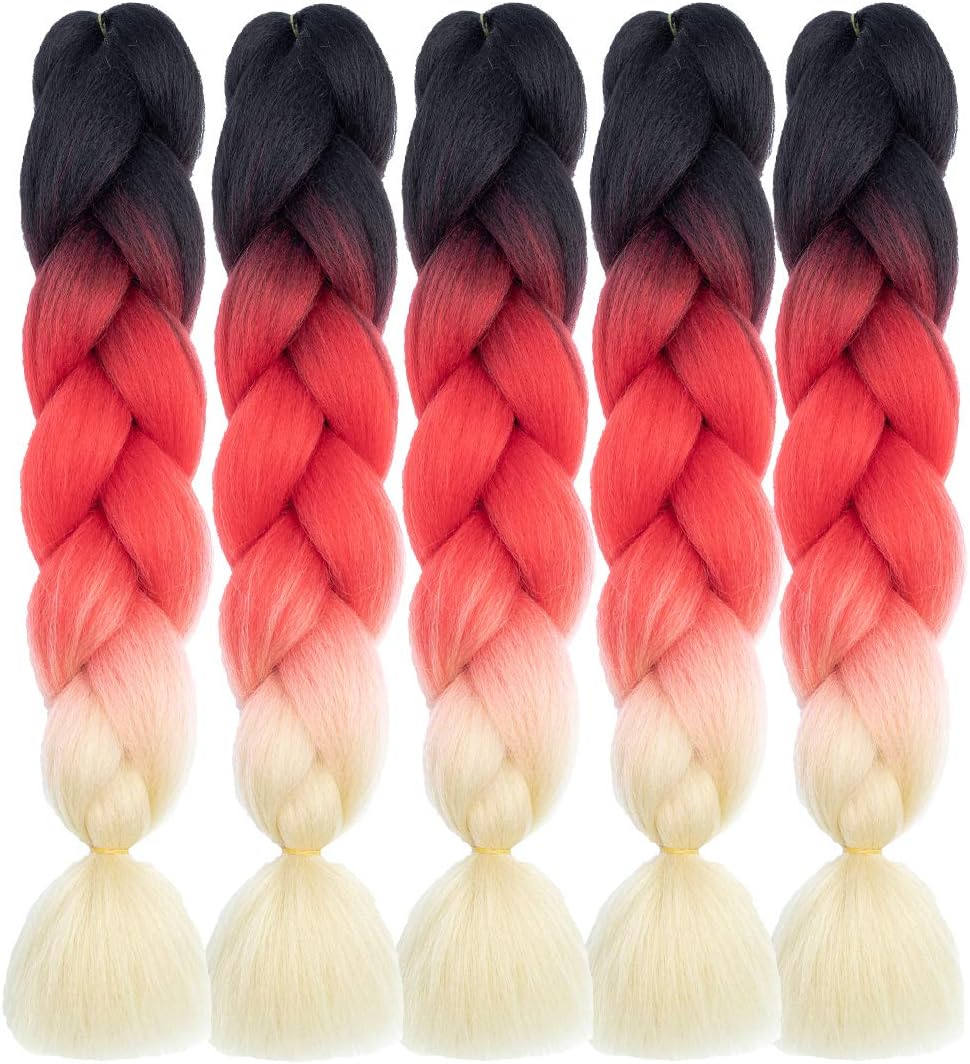 PANCY Ombre Jumbo Braids Crochet Twist Braid Hair Three Tone Synthetic Braiding Hair Extensions 24Inch Colored Kanekalon Jumbo Braiding Hair 5pcs/lot