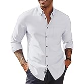 PJ PAUL JONES Men's Oxford Button Down Shirt Long Sleeve Regular Fit Business Casual Dress Shirts with Chest Pocket