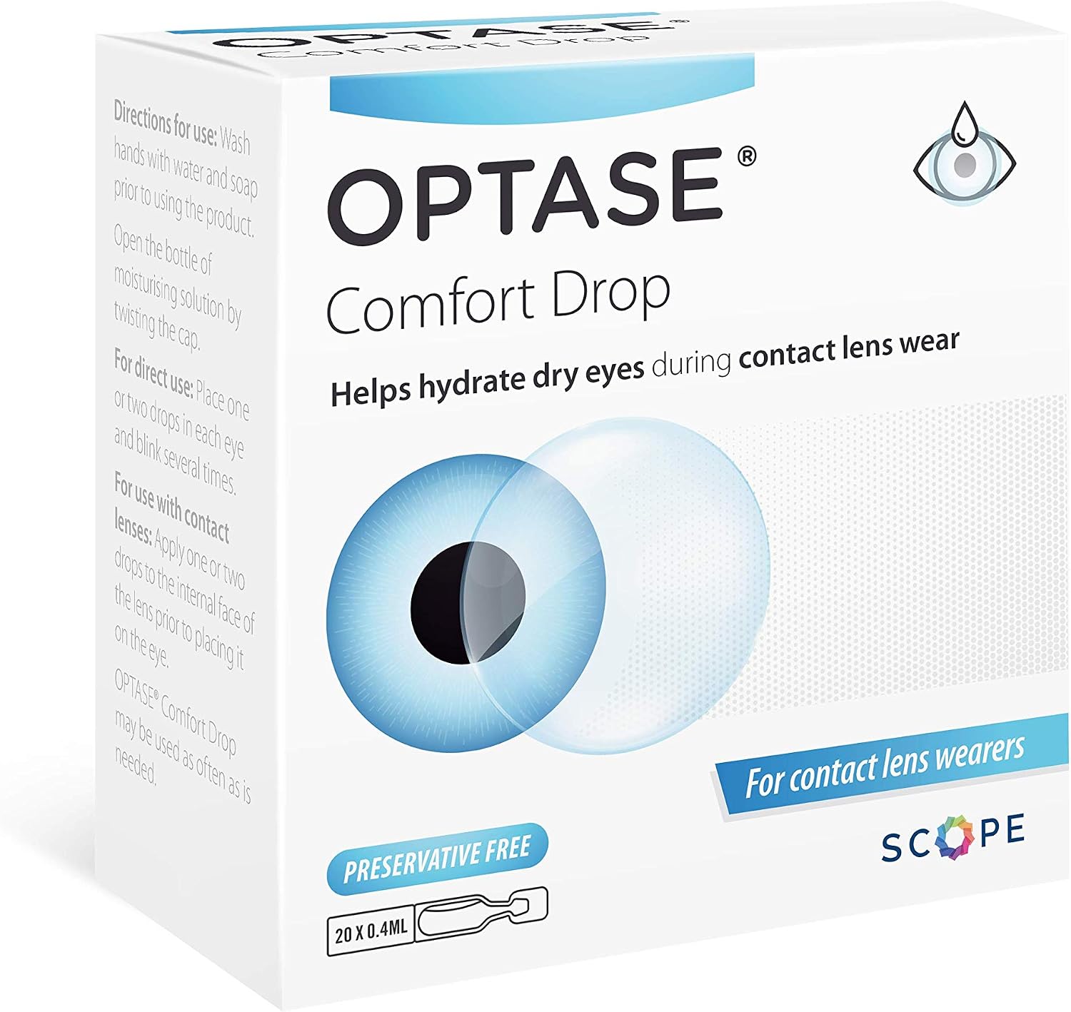 Optase Comfort Drop - Eye Drops to Help Hydrate Irritated and Dry Eyes During Contact Lens Wear - Preservative Free - 20 x 0.4ml Doses - Image 4