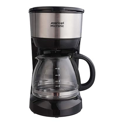 American Micronic-AMI-CM1-750Dx- 6 Cups, 750ML Coffee Maker with Reusable Filter (Black & Steel)
