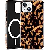 Aitipy Magnetic Tortoise Shell Phone Case for iPhone 15, Compatible with MagSafe, Cute Brown Aesthetic Leopard Print Soft TPU and Hard PC Shockproof Protective Phone Cover for Women Girls
