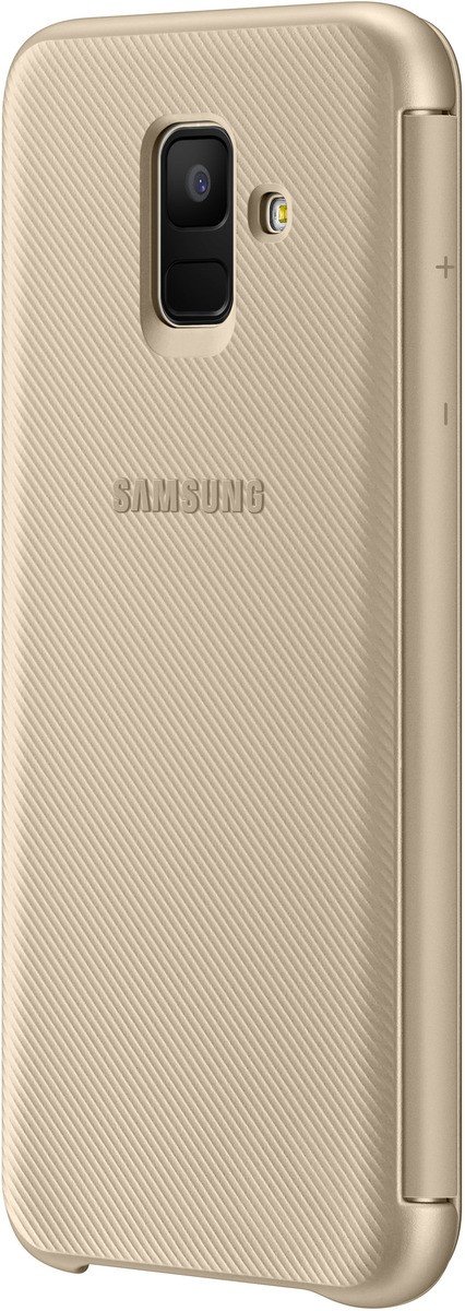Samsung Original Protective Flip Wallet Cover Case with Card Slot for Galaxy A6, Gold