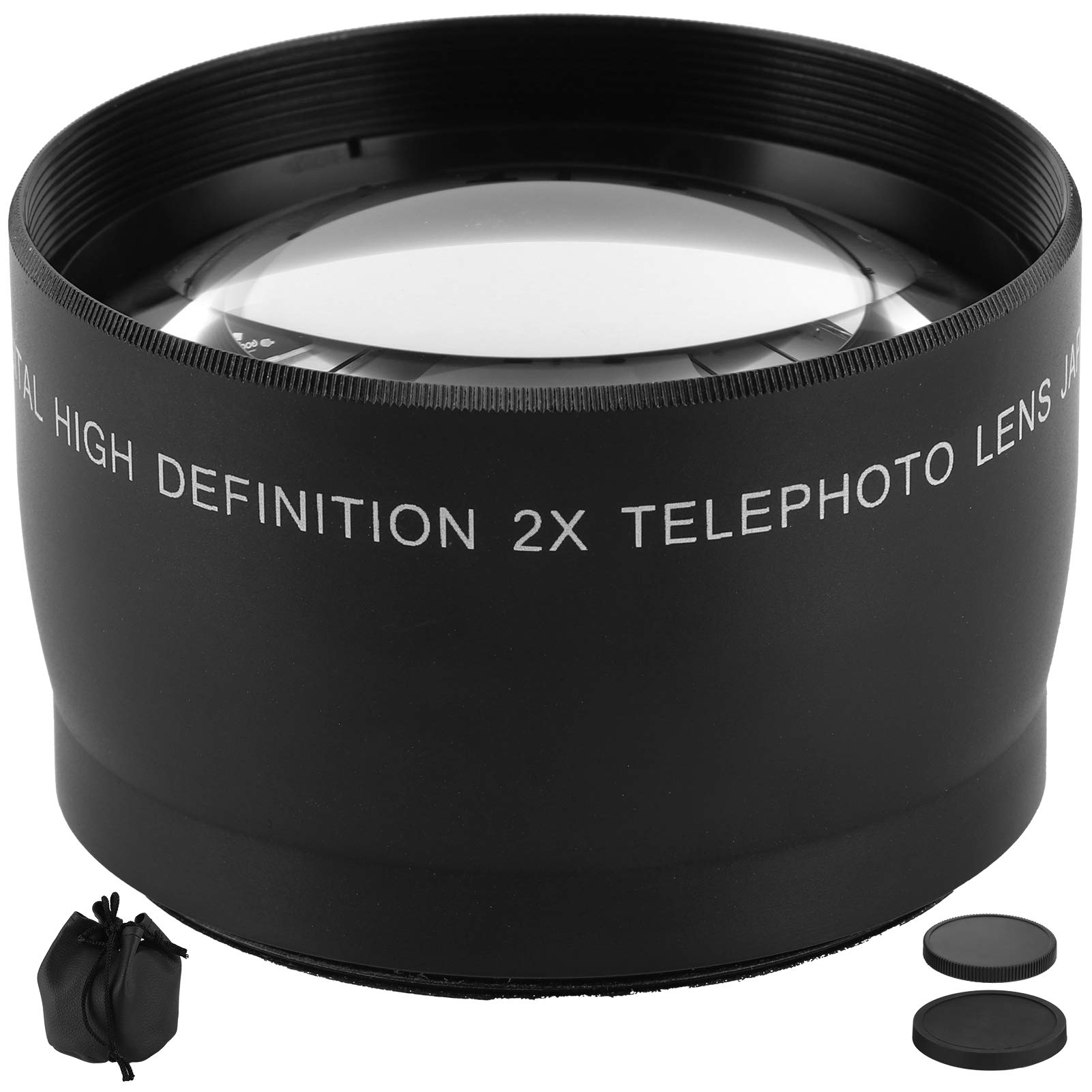 55mm 2X Camera Magnification Lens,Alloy 2X Telephoto Optical Glass Lens, for Camera Lens with 55mm/2.2in Filter