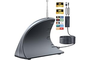 ZLLYYFDHXLWSX 2024 Latest TV Antenna Indoor, Antenna for Smart TV- 4K Clear Digital Signal Enhancer with Retractable Design, Ultra-Long Coaxial Cable, Covers 1000+ Miles, Supports All Local Channels-33ft