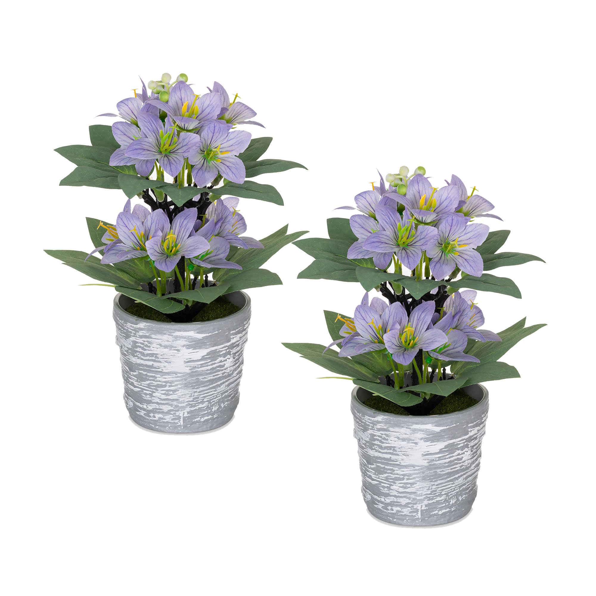 BLOSMON Fake Flowers in Vase Centerpieces: Set of 2 Artificial Lily ...