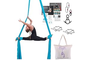 F.Life Aerial Silk 10 Yards Kit Durable Aerial Yoga Hammock with Hardware & Guide Aerial Swing for Acrobatic Flying Yoga