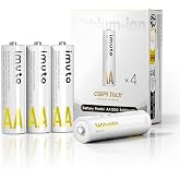 imuto Rechargeable aa Batteries, 3600mWh aa Lithium Batteries 4 Pack | 1.5V 2A Output Double a Battery, 2500+ Cycles life, Wide Temp -40&deg;F~140&deg;F, Leak-Proof CBPI, everyday household devices