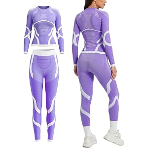 Women Seamless Thermal Underwear Set, Long Sleeve Top & Leggings, Base Layer for Cold Weather