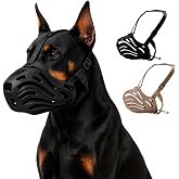 2 Pcs Dog Muzzles, Adjustable Basket Soft for Medium and Large Sized Dogs L | Breathable Cage Dog Muzzle to Prevents Chewing and Biting for Grooming Trimming Training Suit about 66LB (Brown and Black)