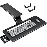 PEGZONE Keyboard Tray Under Desk with Storage Drawer, Height Adjustable Keyboard Tray Slide Out Swivel Tilt, Ergonomic Under