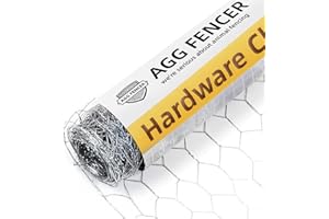 AggFencer Chicken Wire Mesh 15.7in x 393.7in Poultry Wire Netting 1 inch Hexagonal Galvanized Mesh Garden Floral Wire Fence Barrier for Pet Rabbit Garden Chicken Wire Fencing