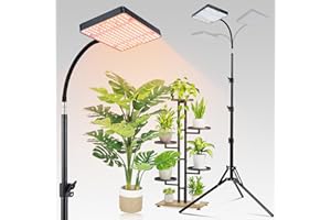 FECiDA Sunlight Plant Grow Light with Tripod Stand, 25 Watt Grow Lights for Indoor Plants, Seed Starting, Daisy Chain Function, Plug and Play, 24"-64" Height Adjustable