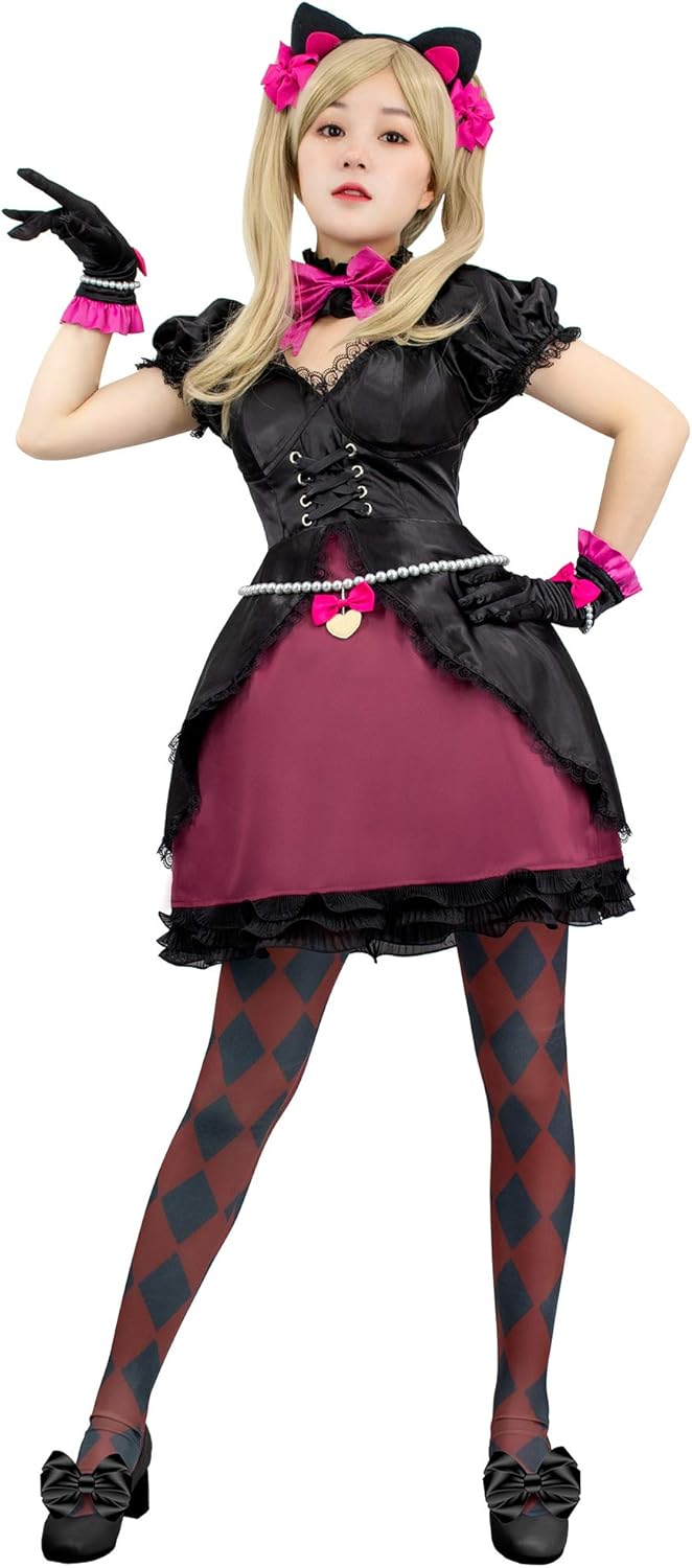 DAZCOS Dva Black Cat Cosplay Costume with Gloves and Ears: Amazon.com ...