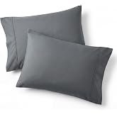 Bedsure Pillow Cases Queen Set of 2 - Dark Grey Double Brushed Microfiber Pillowcases 2 Pack, Super Soft Cooling Pillow Case Covers with Envelope Closure for Kids, Wrinkle, Fade Resistant, 20&rdquo;x30&ldquo;