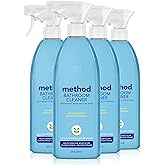 method Bathroom Cleaner, Eucalyptus Mint, 28 fl oz, 4 Pack | Removes Mold + Mildew Stains, Helps Dissolve Soap Scum, Fights Grime on Shower, Tiles, Tub, Chrome, and Fixtures