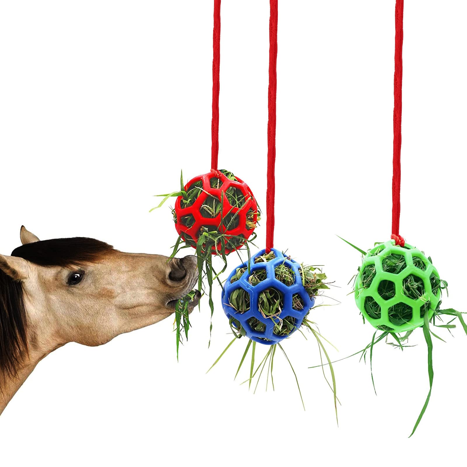 N/F Forreen 3-Piece Horse Treats Ball Hay Horse Rubber Durable Hanging Toy Hanging Goat Sheep Stress Relieves