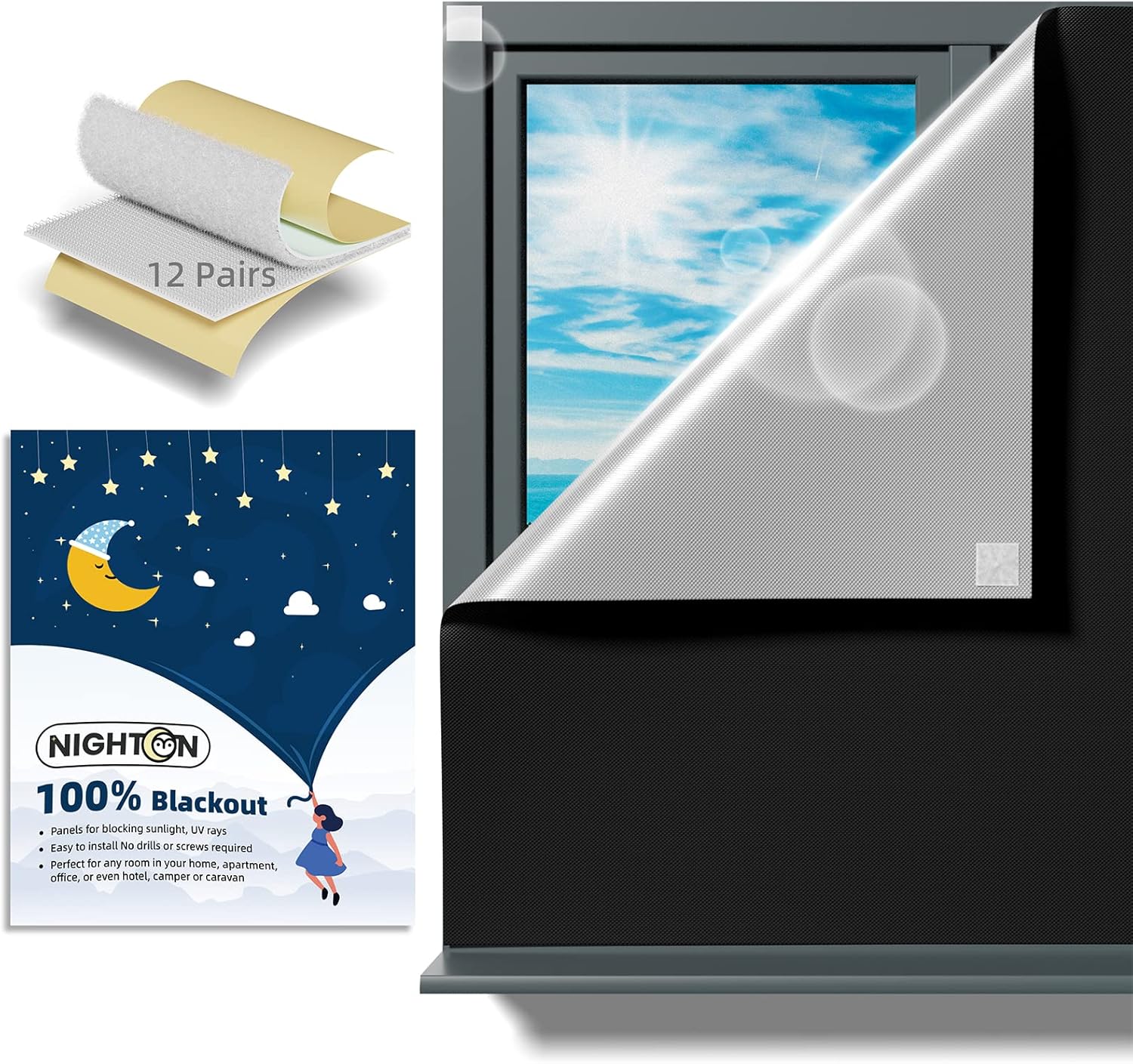 Window Treatments - NIGHTON Portable Blackout Curtains 40