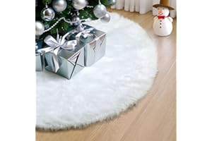 Kusamue 36 Inch Christmas Tree Skirt Faux Fur Tree Skirt Mini Plain White Plush Skirt for Merry Christams Party Christmas Tree Decoration Ornaments(3 FT)