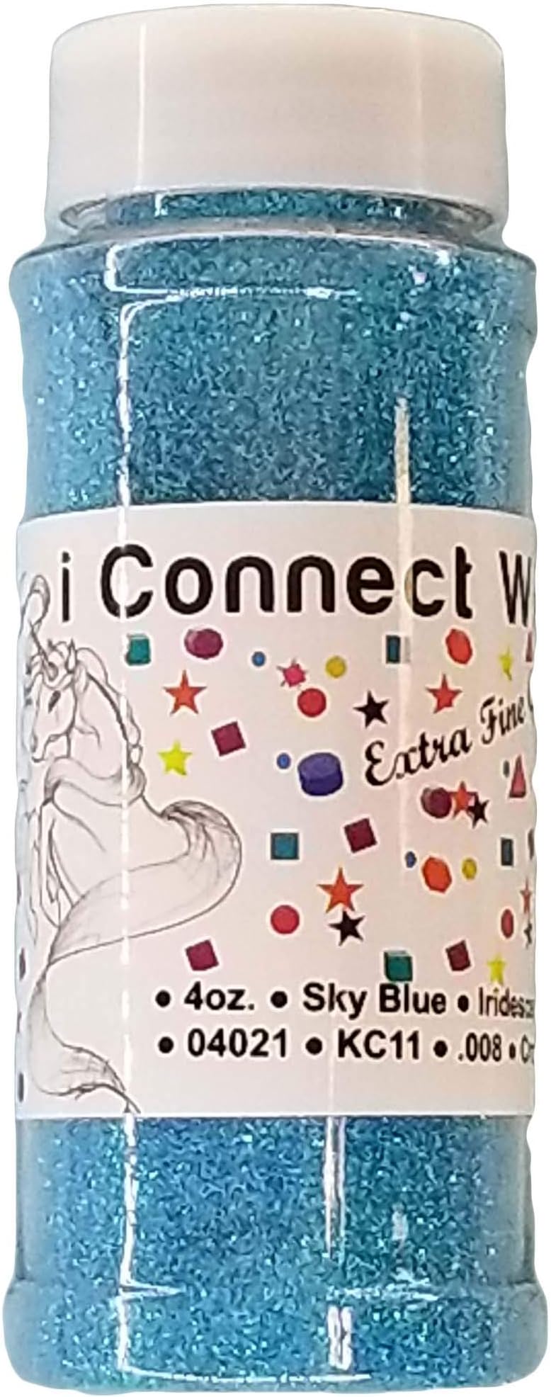 iConnectWith Glitter – Sky Blue Neon Blue, Extra Fine Iridescent Glitter; Multi-use for Crafts, Decorations, Nail Art, Makeup, Tumblers, Resin Art, and DIY Projects
