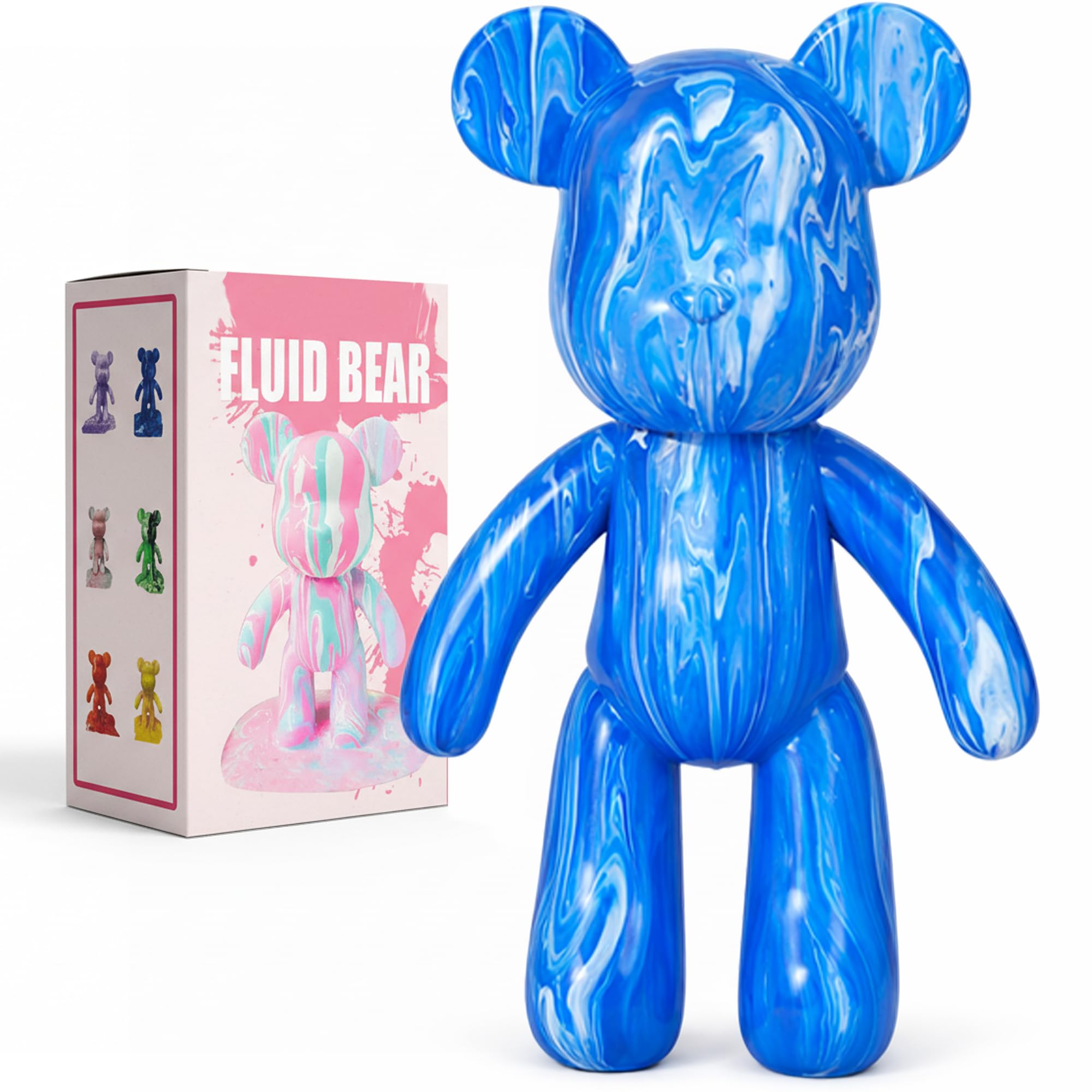 Generisch DIY Painting Kit - Fluid Bear Figure Craft Set, Home Decoration, Creative Blank Painting, Includes 3 Colours, Bear, Brush, Tablecloth, Apron