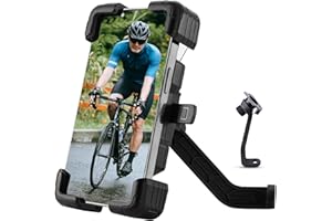 ROCKBROS Bike Phone Mount 1s Lock Bike Phone Holder Adjustable Motorcycle Phone Mount Handlebar/Rear View Mirror Phone Holder