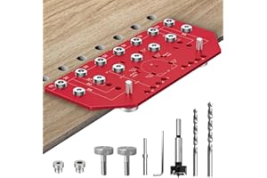 VASTHOME Shelf Pin Jig and Hinge Jig 2-in-1, Adjustable Shelf Pin Drilling Jig for 5mm and 1/4" Straight Holes Shelf Peg Hole Jig, Aluminum