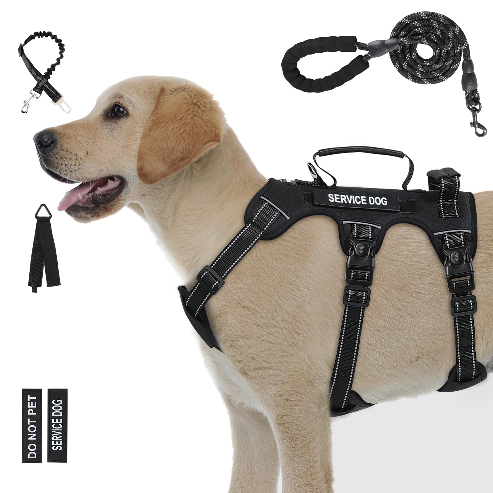 Photo 1 of Escape Proof Dog Harness for Large Medium Sized Dogs Six Point Adjustable, Service Dog Vest Harness and Leash Set, No Pull Dogs Harnesses with Handle, Medium Dog Harnesses for Walking(Black, M)