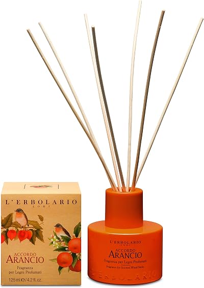 L'Erbolario Accordo Fragrance Scented Wood Sticks Diffuser 125ml Orange Scent