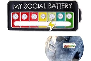Cooluckday Social Battery Pin for Women My Social Battery Slider Pin for Girl Battery Enamel Pin Interactive Mood Pins Fun Enamel Emotional Pin 7 Days a Week for Kids Teens