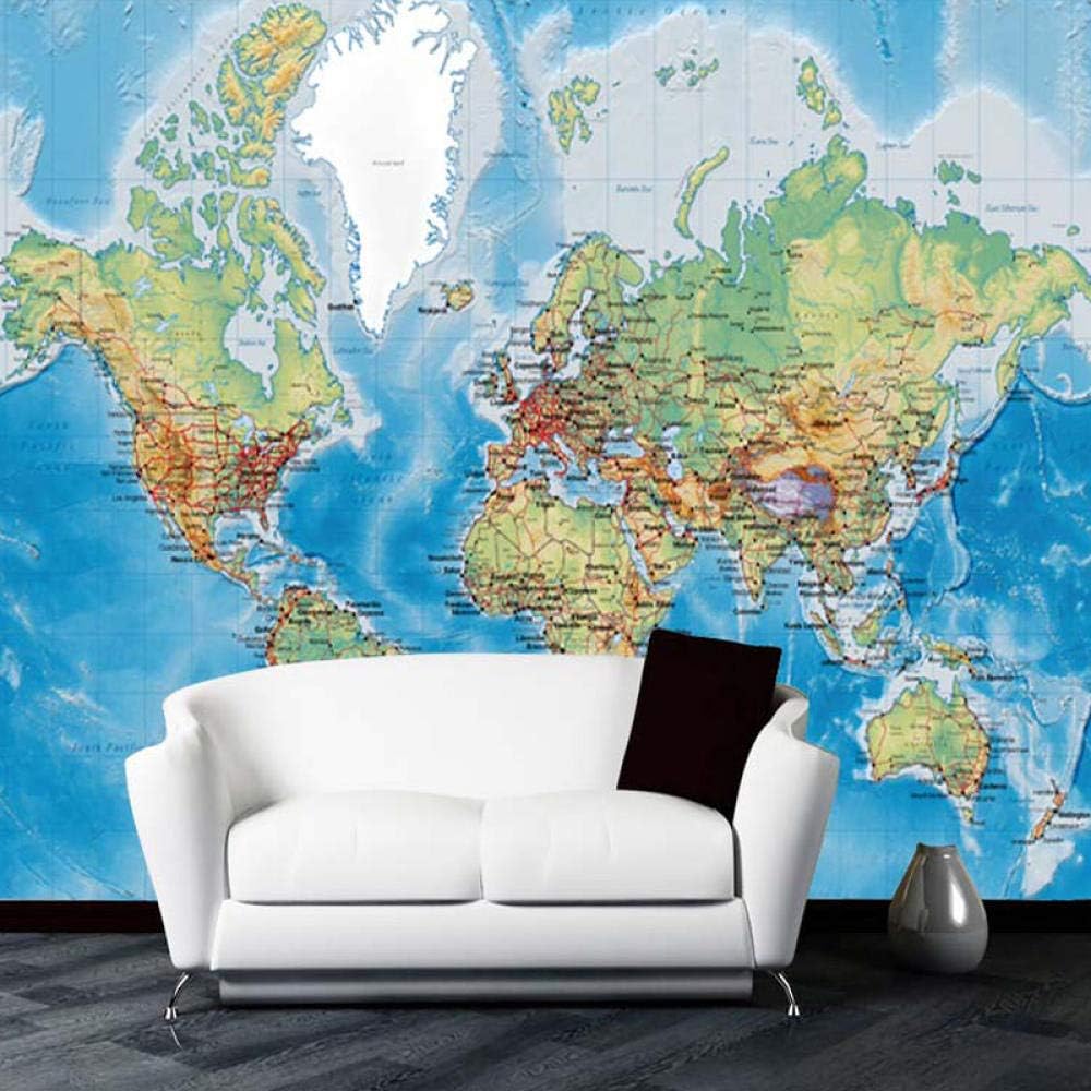 Amazon 3d壁紙壁現代世界地図リビングルームリビングルームソファ背景家の装飾 500cm W X300cm H 壁紙