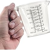 1 Cup (250ml) Measuring Cup, Laser-Etched oz/cup/mL/Tbsp, Small Plastic Measuring Cup with Handle for Baking, Hair Color &amp; Resin