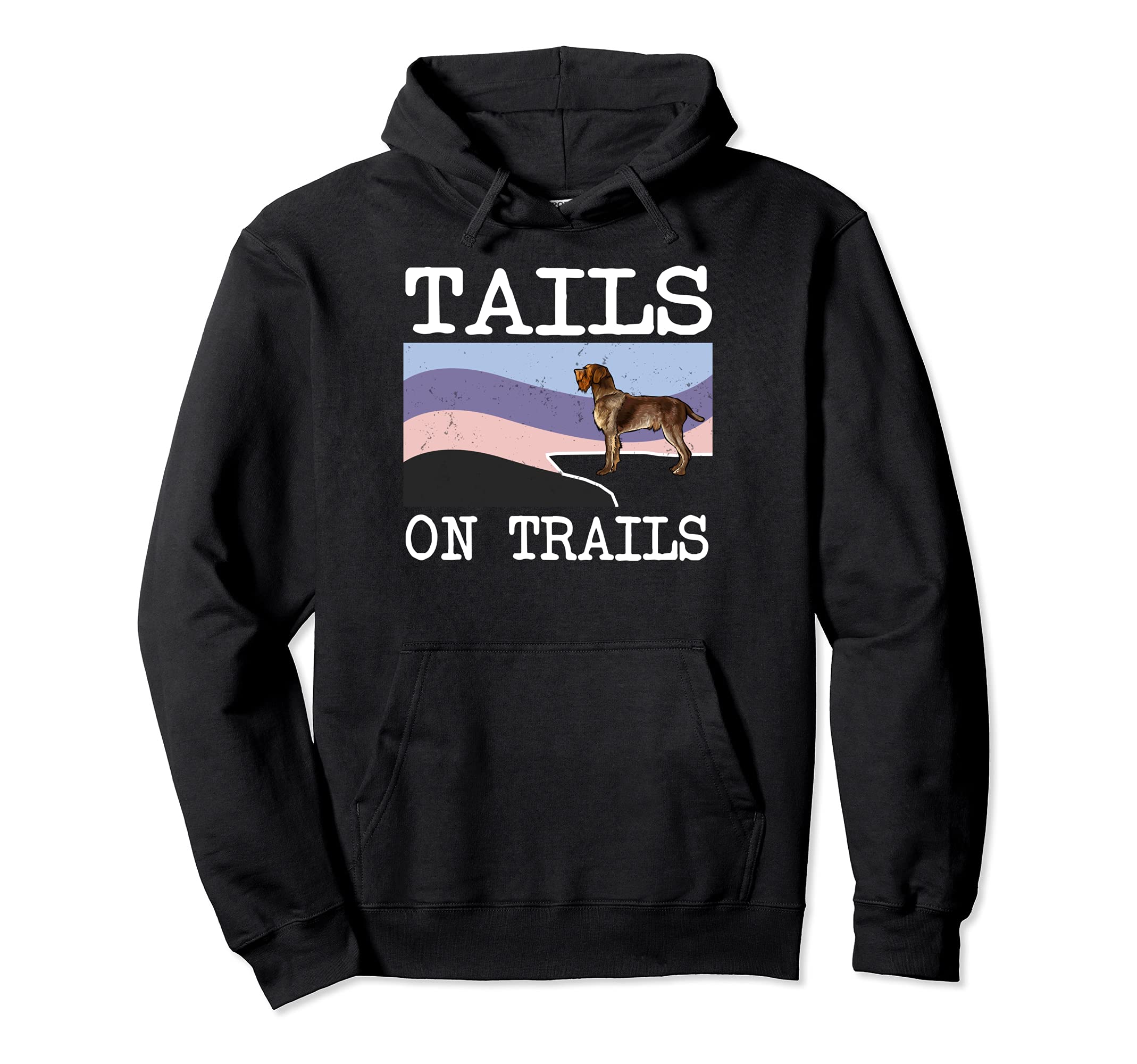 Wirehaired Pointing Griffon Tails On Trails Funny Dog Hiking Pullover Hoodie