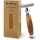 Double Edge Safety Razor with Long Natural Bamboo Handle | Safety Razor Wood | Eco Friendly | For Men or For Women | Sustaina