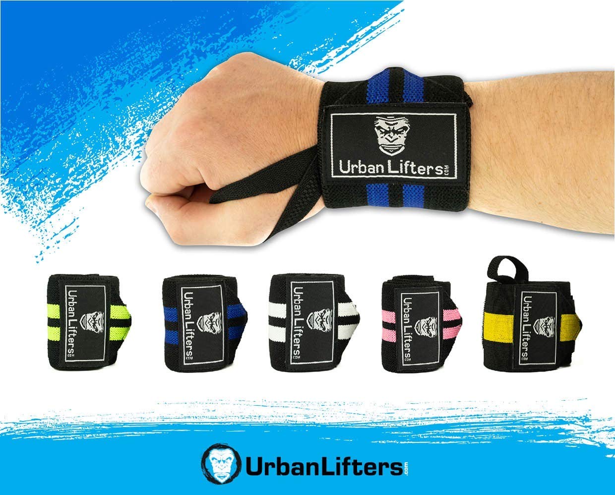 Urban Lifters Weight Lifting Wrist Wraps, Heavy Duty Advanced 18" Wrist Support For Weight Training, BodyBuilding, Olympic Lifting, Powerlifting, WOD Workouts, & Calisthenics (Black/White)
