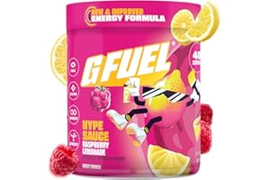 G Fuel Hype Sauce 2.0 Energy Drink Powder, Pre Workout Caffeine Mix for Gaming, Sugar Free Focus Amino, Vitamin + Antioxidants, 8.7oz (Raspberry Lemonade, 40 Servings)