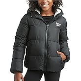 Reebok Girls Puffer Jacket - Heavyweight Poly Taffeta Insulated Zip Up Winter Coat for Girls with Sherpa Lined Hood & Pockets