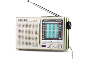 BAIJIALI Retro Portable Radio AM FM SW, Vintage Portable Shortwave Radios, Transistorized Radio with Loud Speaker,2AA Batteries (Not Include)/DC 3V,Earphone Jack, for Senior, Home Indoor, Outdoor (Rose Gold)