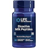 Life Extension Bioactive Milk Peptides, Healthy Mood Support, Sleep Supplement, Relaxation, Milk peptides, Casein decapeptide, Hormone-Free, Gluten-Free, Non-GMO, Vegetarian, 30 Capsules