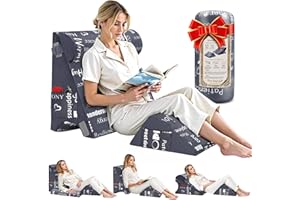 MYLIFESION 3PCS 12" Wedge Pillow with Knee Pillow Set for Sleeping, Acid Reflux, Gerd, Back Pain Relief, Soft Memory Foam Top for After Surgery