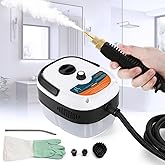 Hapyvergo 2500W Handheld Steam Cleaner, Pressurized Steam Cleaning Machine with 3 Brush Heads, 20s Heat Up, 1L Tank, Multipurpose Mini Portable Steamer for Tile, Grout, Furniture, Kitchen, Car, Home