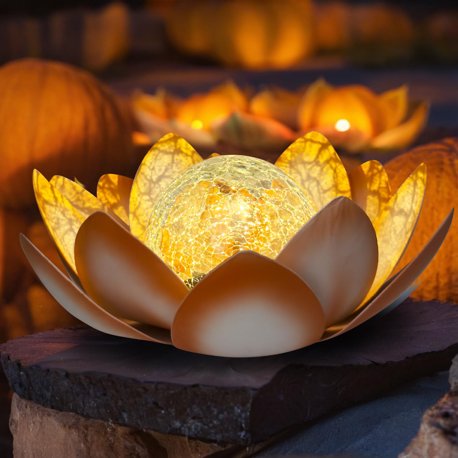 Kyduu Outdoor Decorations Lotus Light, Solar Lights Outdoor Garden Ornaments, LED Lotus Lamp Flower, Solar Garden Lights,for Yard Patio Pathway Decoration