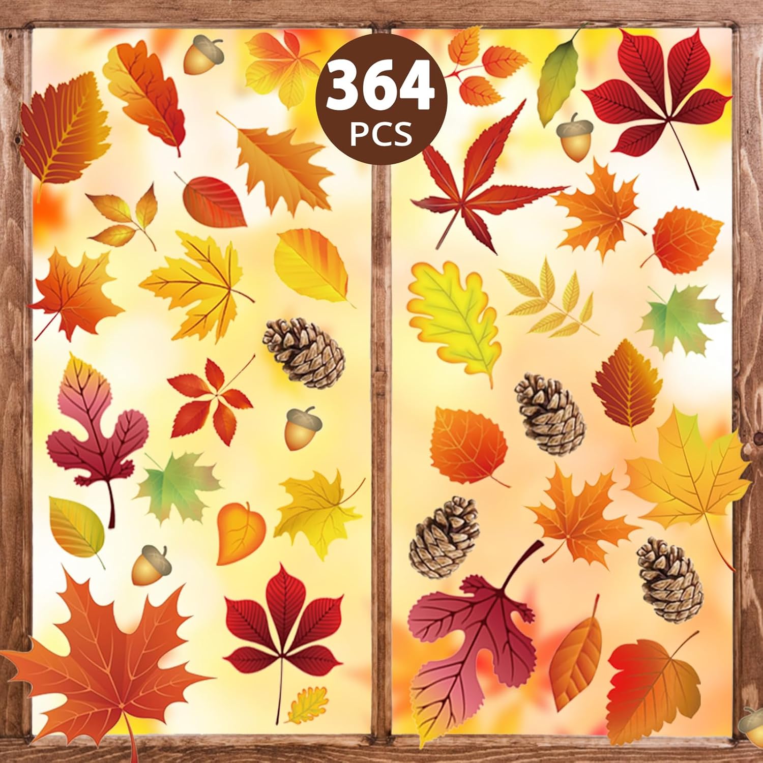 Window Treatments - 364 PCS Fall Window Clings, Double Sided Autumn Window Clings for Glass Windows, Fall Maple Leaves Window Clings Stickers for Thanksgiving Halloween Seasonal Holiday, Fall Decorations for Home Fall Decor (8 Large Sheets)