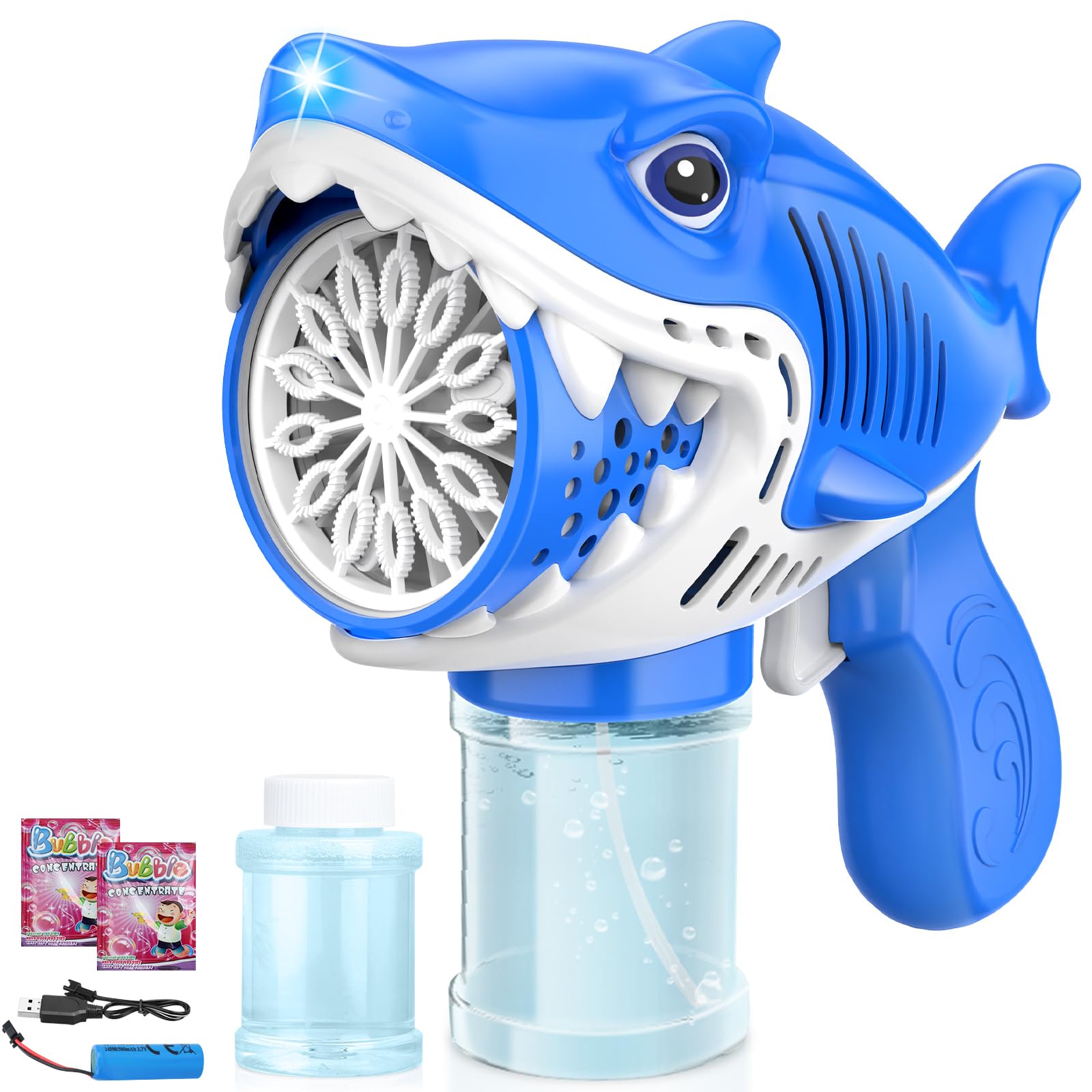 Aooess Toys for 3+ Year Old Boys: Automatic Bubble Machine Gun for Kids Gifts for Age 3 4 5 6 7 8 Year Old Children Bubble Blower Toys Birthday Party Presents Bubble Makers (Blue Shark)