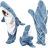 Ambitelligence Shark Blanket Hoodie Onesie for Adults and Kids, Cozy Flannel Shark Sleeping Bag