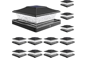 VOLISUN Solar Post Cap Lights Outdoor 4x4/6x6 Wooden/Vinyl Fence Cap Lights for Patio/Garden,Warm White with 2 Lighting Modes Waterproof,ABS Shell Lens Black (12 Pack)