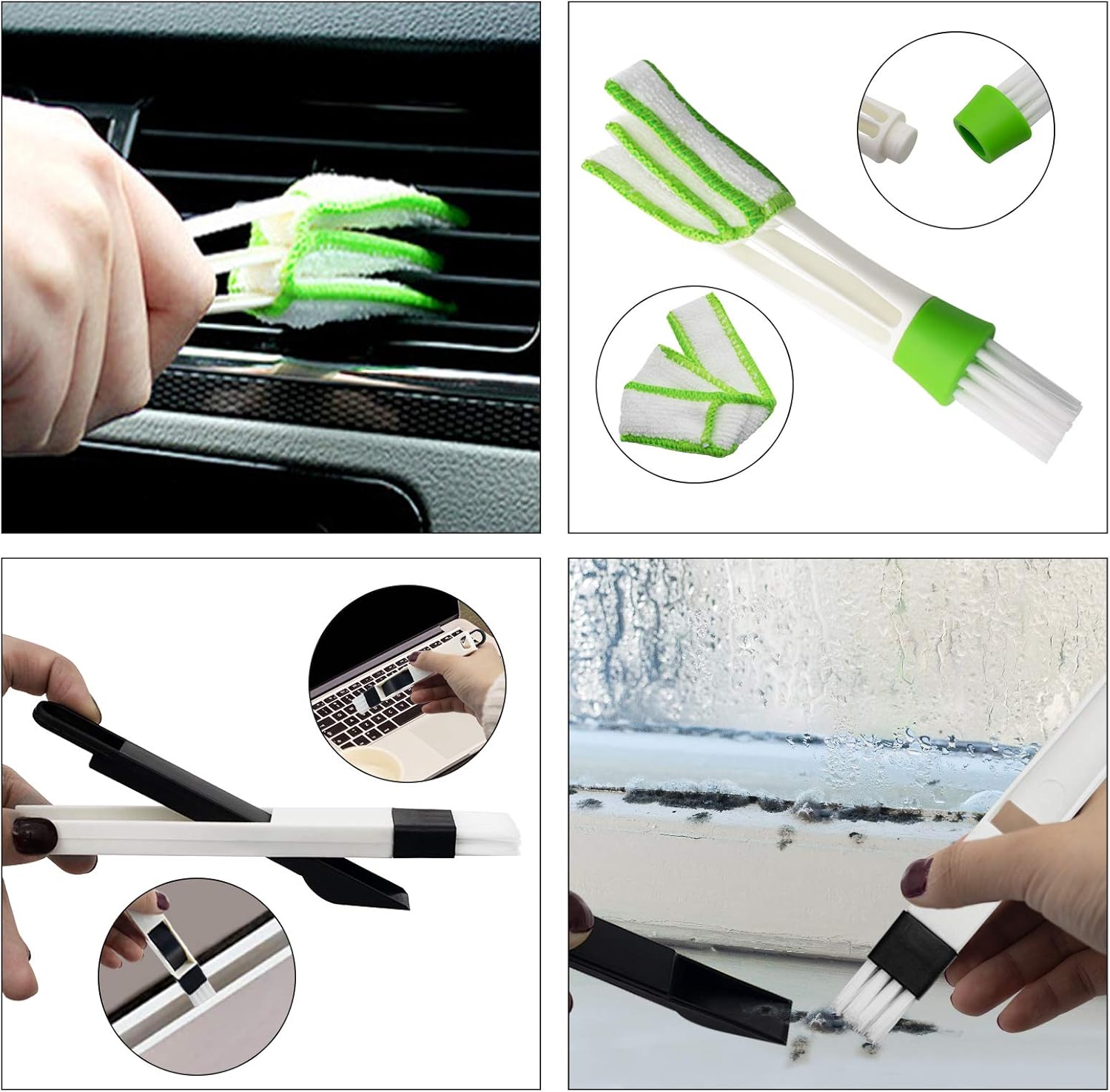 8 Pcs Window Hand-held Cleaning Brush, Door Window Groove Gap Cleaning Tools Microfiber Duster & Washable Crevice Track Cleaning Brush, for Shutter/Keyboard/Air Conditioner/Car Vents/Dust Removal: Kitchen & Dining