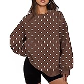 calbatic Women Polka Dot Sweatshirt Oversized Graphic Crewneck Long Sleeve Fleece Pullover Y2K Casual Hoodies