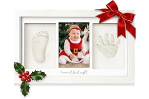 KeaBabies Baby Hand and Footprint Kit - Clay Handprint Keepsake Frame, Newborn Nursery Picture Frame, Personalized New Mom Gifts for Baby First Christmas Shower (Alpine White)