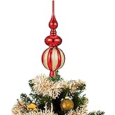 Red Glitter Christmas Tree Topper – 9 Inch Lightweight Plastic Star Ornament for Xmas Tree Decoration | Festive, Easy-to-Install Holiday Decor | Perfect for Family & Friends