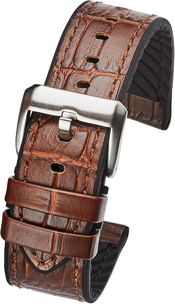 mens red leather watch band